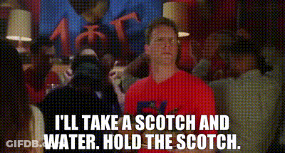 Man In Red Shirt Says Hold Scotch GIF