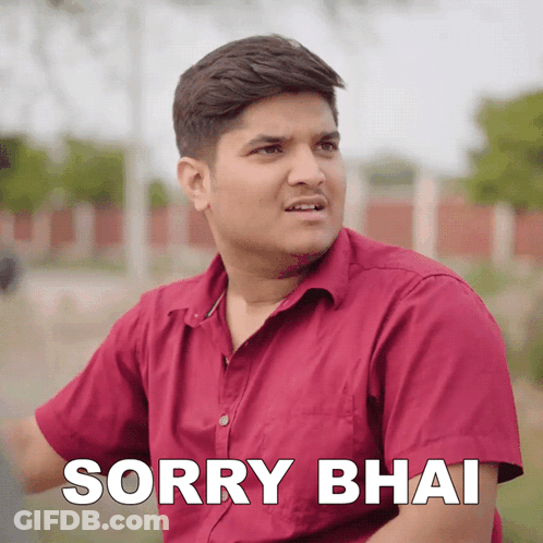 Man In Red Shirt Says Sorry Bhai GIF