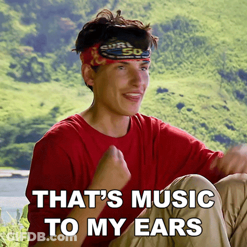Man In Red Shirt Says That's Music To My Ears GIF