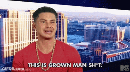 Man In Red Shirt Says This Is Grown Man Sh*t GIF