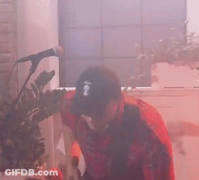 Man In Red Shirt Singing GIF