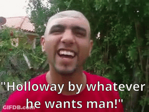 Man In Red Shirt Smiling Says Holloway By Whatever He Wants Man! GIF