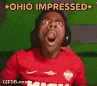 Man In Red Shirt Surprised Ohio Impressed GIF