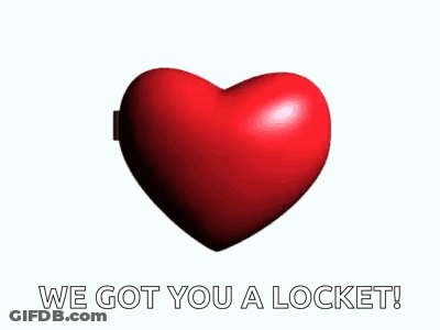 Man In Red Shirt Surrounded By Hearts Saying We Got You A Locket GIF
