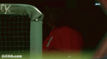 Man In Red Shirt Talking On Phone In Dugout GIF