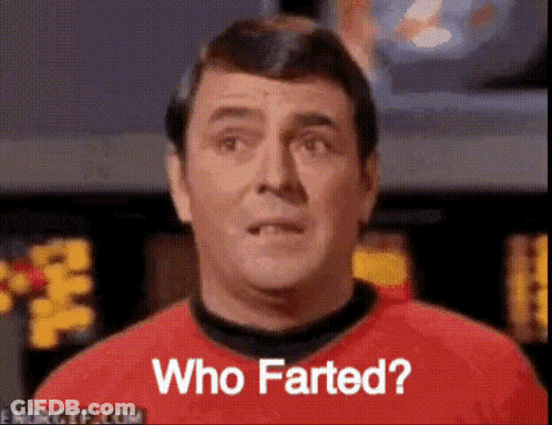 Man In Red Shirt Who Farted GIF