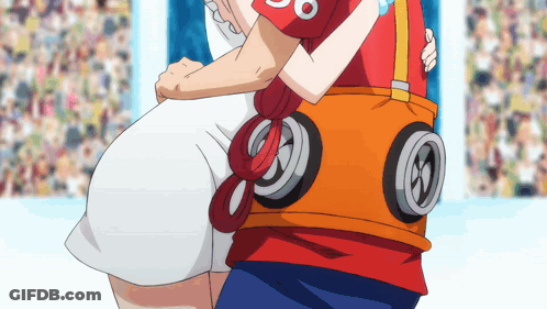 Man In Red Shirt With 50 Holding Woman In Arms GIF