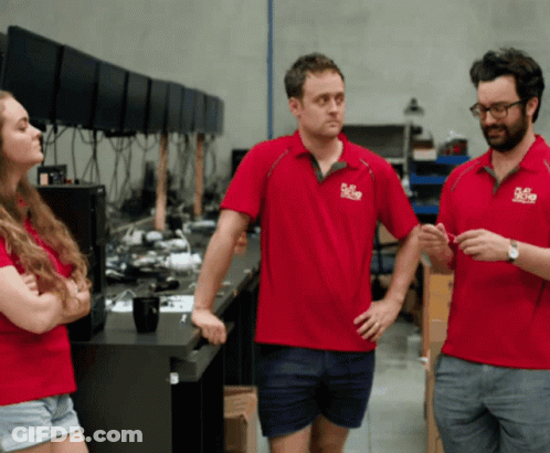 Man In Red Shirt With Delta GIF