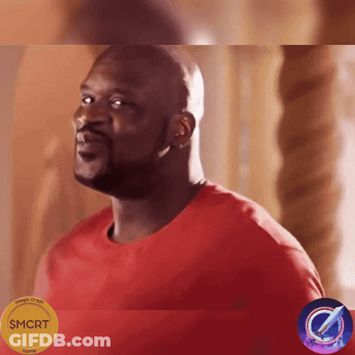 Man In Red Shirt With Gold Coin Saying $ MCRT GIF