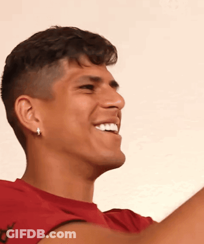 Man In Red Shirt With Letter O GIF