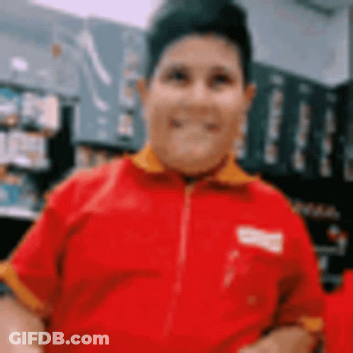 Man In Red Shirt With OXXO Pocket GIF