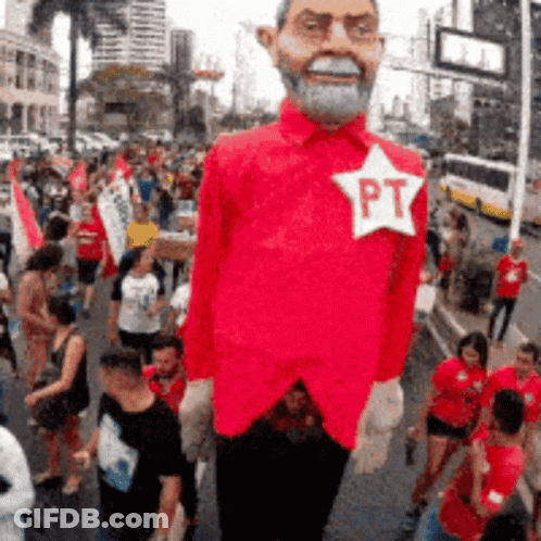 Man In Red Shirt With PT Star GIF