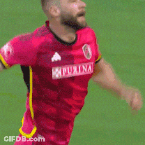Man In Red Shirt With Purina GIF