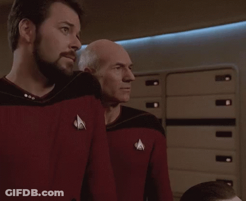 Man In Red Shirt With Star Trek Logo GIF
