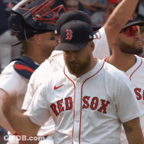 Man In Red Sox Jersey GIF
