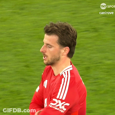 Man In Red Striped Shirt On Soccer Field TNT Sport GIF