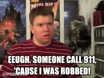 Man In Red Striped Shirt Says Eeugh Someone Call 911 Cause I Was Robbed GIF