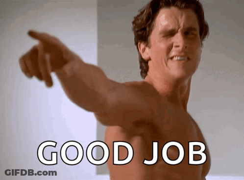 Man In Red Striped Shirt Sitting At Cafeteria Table GIF