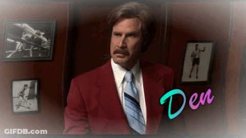 Man In Red Suit And Tie Saying Den GIF