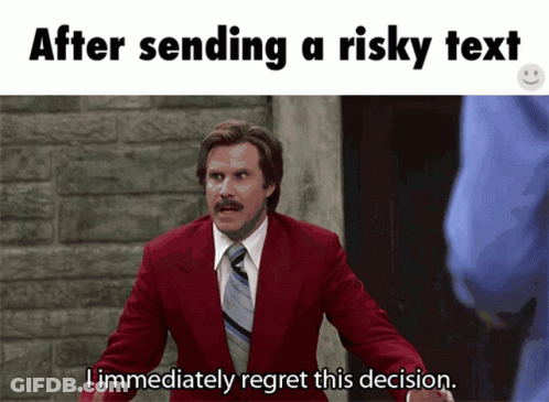 Man In Red Suit And Tie Says I Immediately Regret This Decision GIF