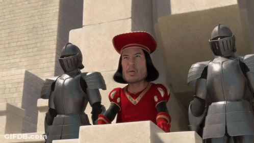 Man In Red Suit In Front Of Knights GIF
