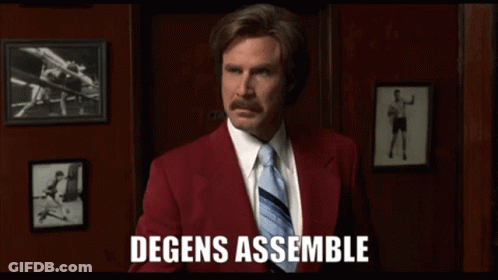 Man In Red Suit Saying Degens Assemble GIF