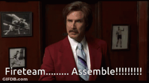 Man In Red Suit Saying Fireteam Assemble GIF