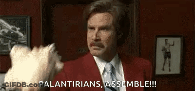 Man In Red Suit Saying Palantirians Assemble GIF