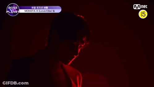 Man In Red Suit Says Got Room For One More Mnet Logo GIF