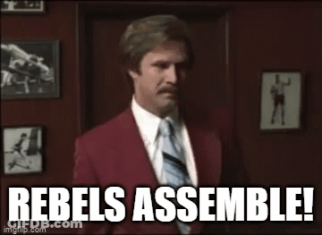 Man In Red Suit Says Rebels Assemble GIF