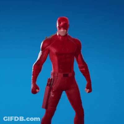 Man In Red Superhero Costume Waving GIF