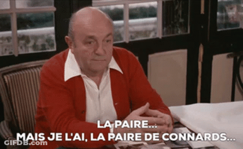 Man In Red Sweater At Table With La Paire GIF