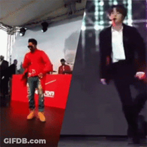 Man In Red Sweater Dancing On Stage GIF