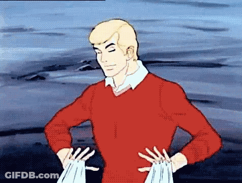 Man In Red Sweater Holding Towel GIF