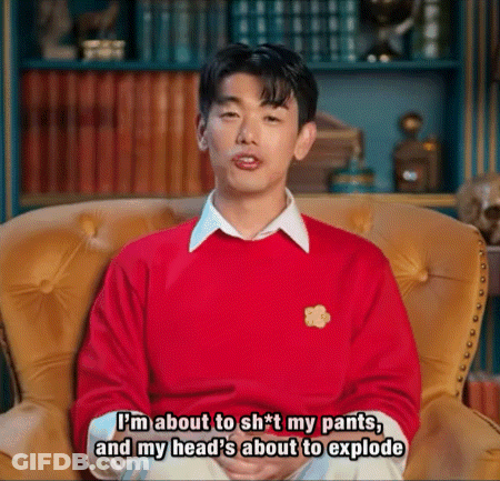 Man In Red Sweater Saying I'm About To Sh*t My Pants GIF