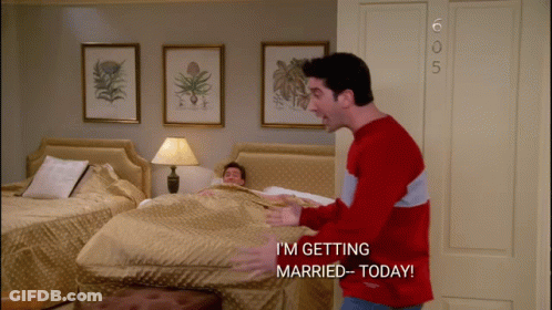 Man In Red Sweater Says I'm Getting Married Today GIF