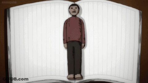 Man In Red Sweater Standing On Notebook GIF