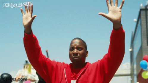 Man In Red Sweatshirt Raising Hands Bitplayas GIF