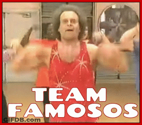 Man In Red Tank Top Flexing Team Famosos GIF