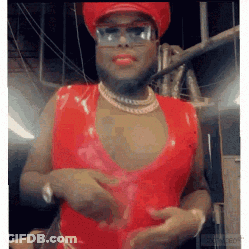 Man In Red Top, Red Hat, And Glasses GIF