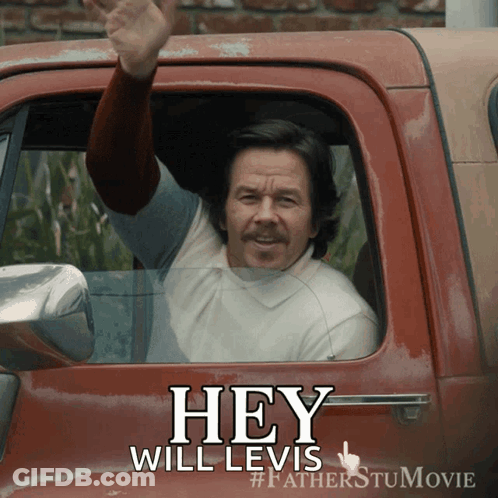 Man In Red Truck Saying Hey Will Levis GIF
