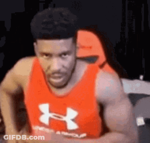 Man In Red Under Armour Tank Top GIF