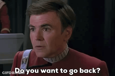 Man In Red Uniform Says Do You Want To Go Back GIF