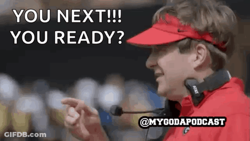 Man In Red Visor And Headphones Talking On Microphone GIF