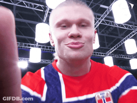 Man In Red White Blue Shirt Saying Norway GIF