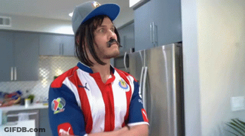 Man In Red White Striped Shirt Mustache Wig GIF