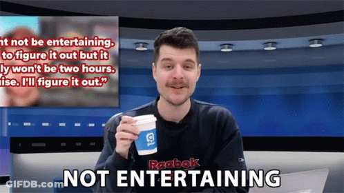 Man In Reebok Sweatshirt Holding Coffee Saying Not Entertaining GIF