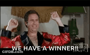 Man In Robe Celebrating With Arms Up GIF