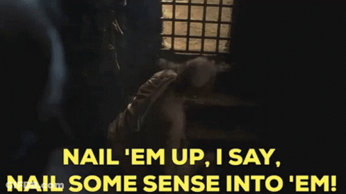 Man In Robe Nail 'Em Up GIF