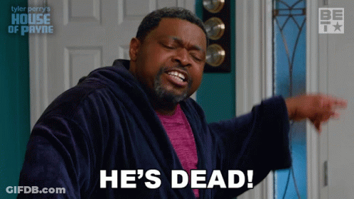 Man In Robe Saying He's Dead At Door GIF